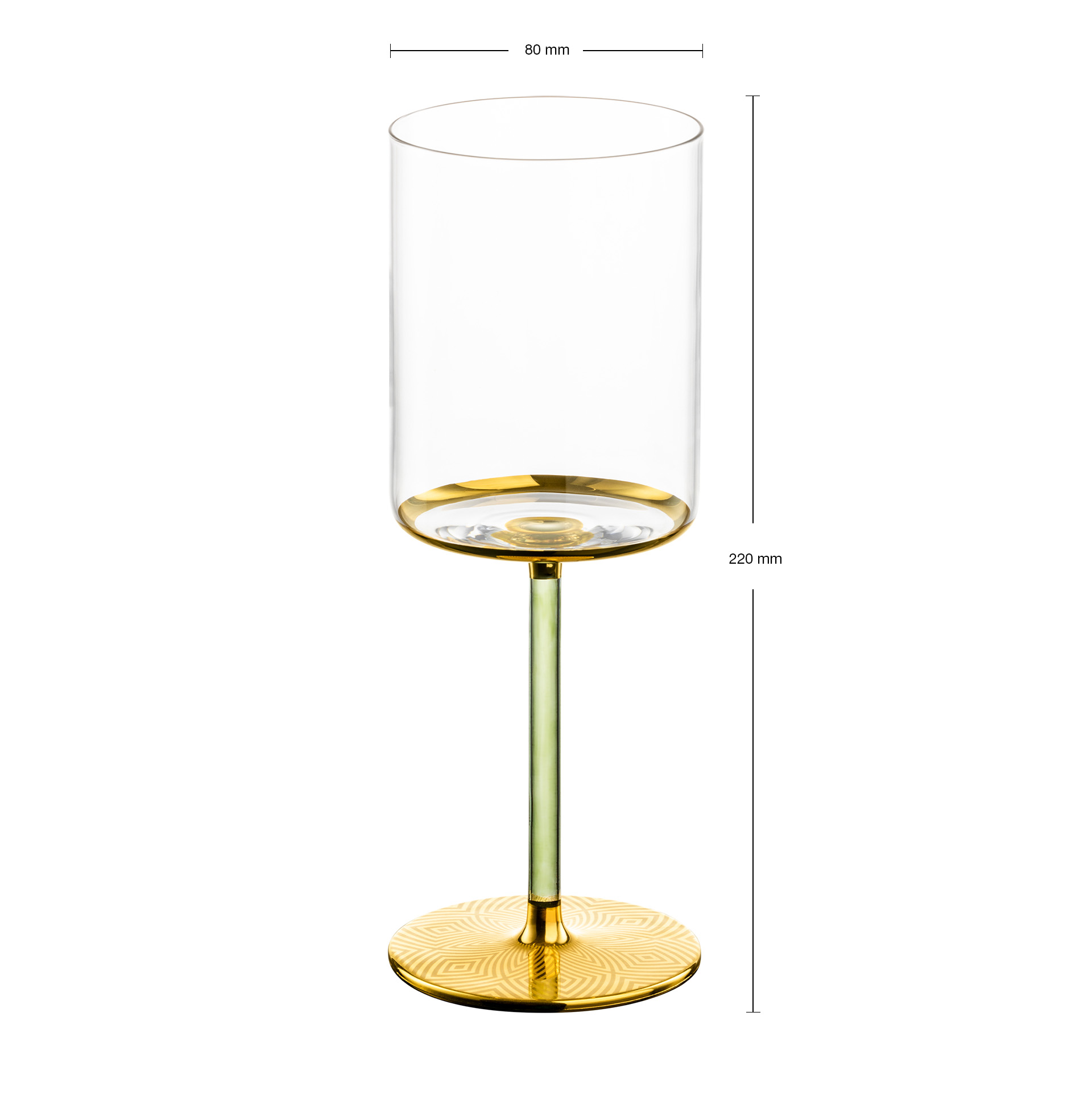 Set of 2 redwine glasses gold ADELINE