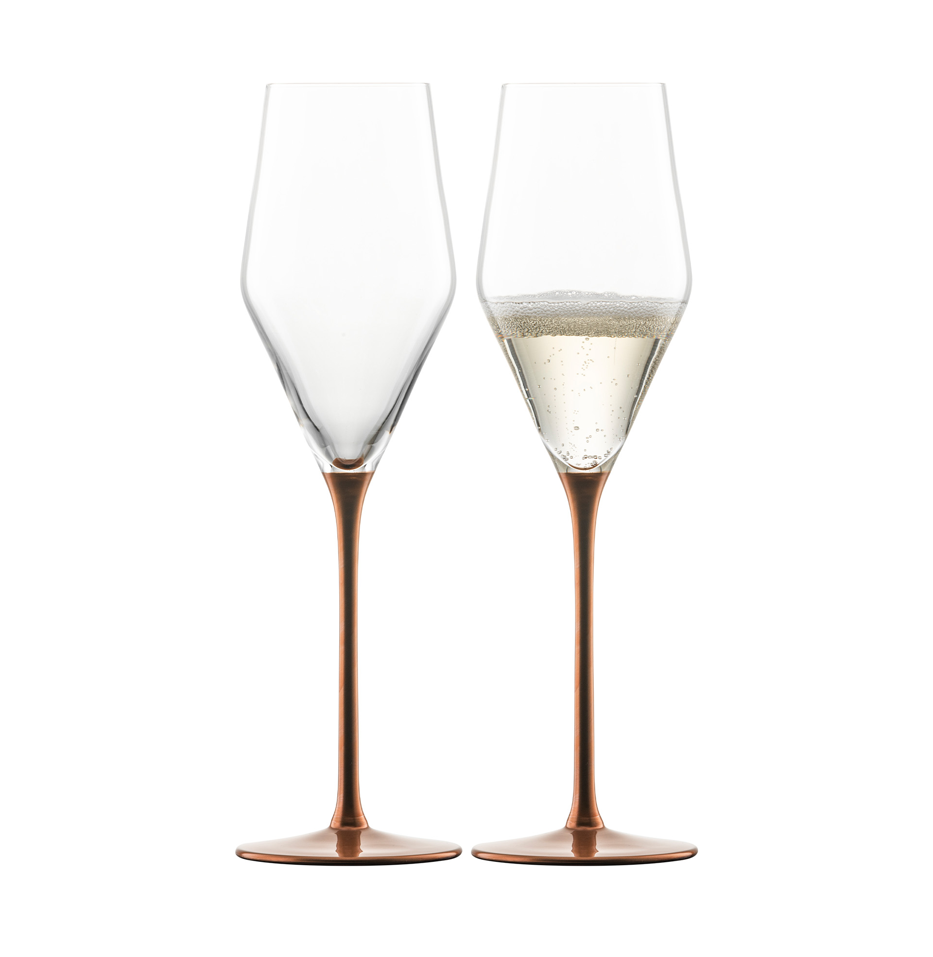 Set of 2 champagne glasses copper KAYA