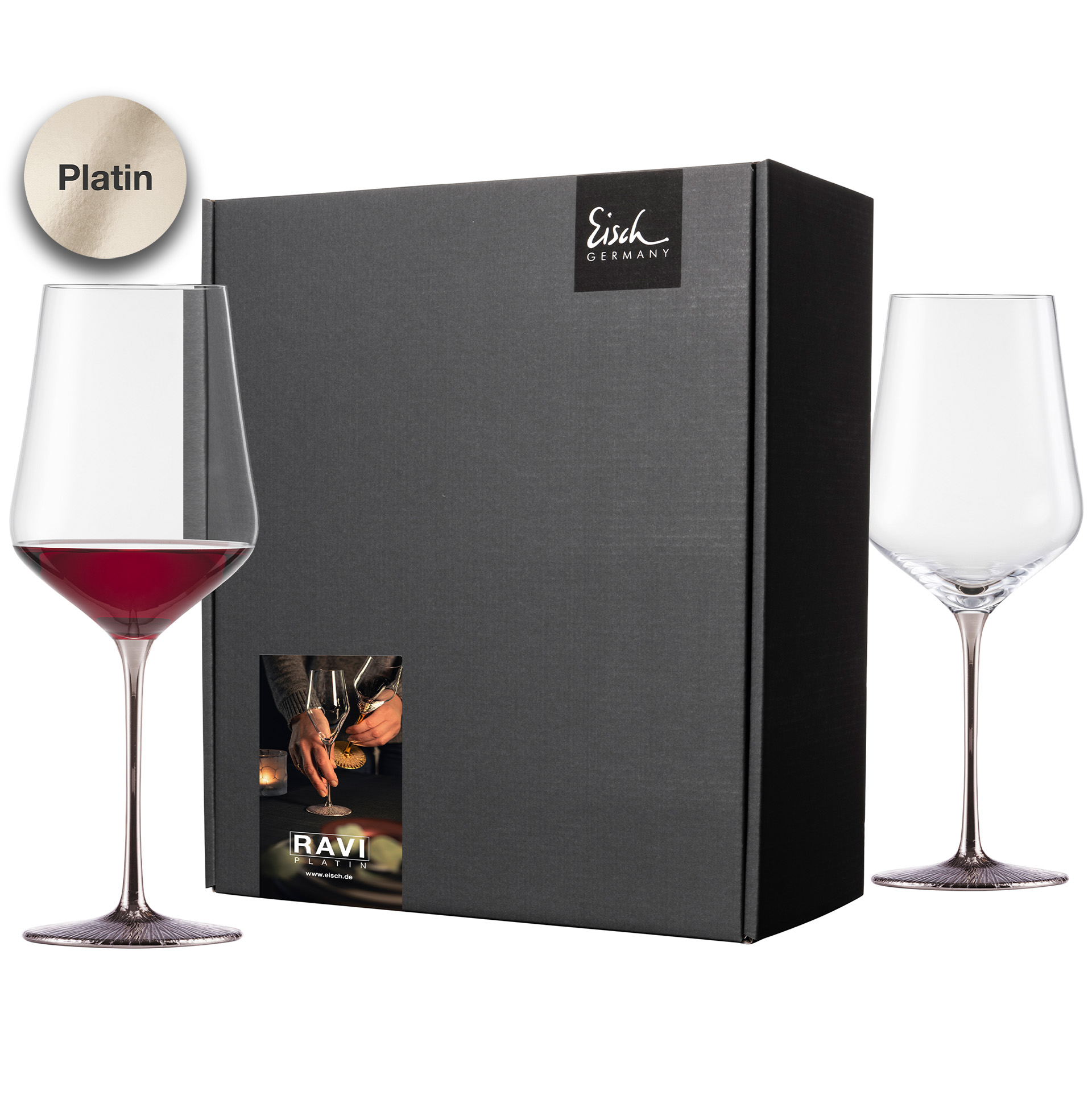 Set of 2 bordeaux glasses platinum RAVI PLATIN